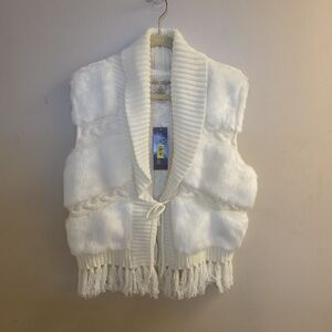 NWT Les Tricots Fur Wool Blend Vest Boho Hippie Vintage Look Sonny Cher XL